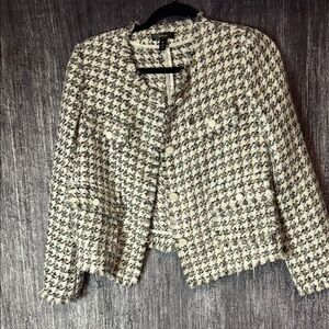 Aqua Black and White Houndstooth Blazer
